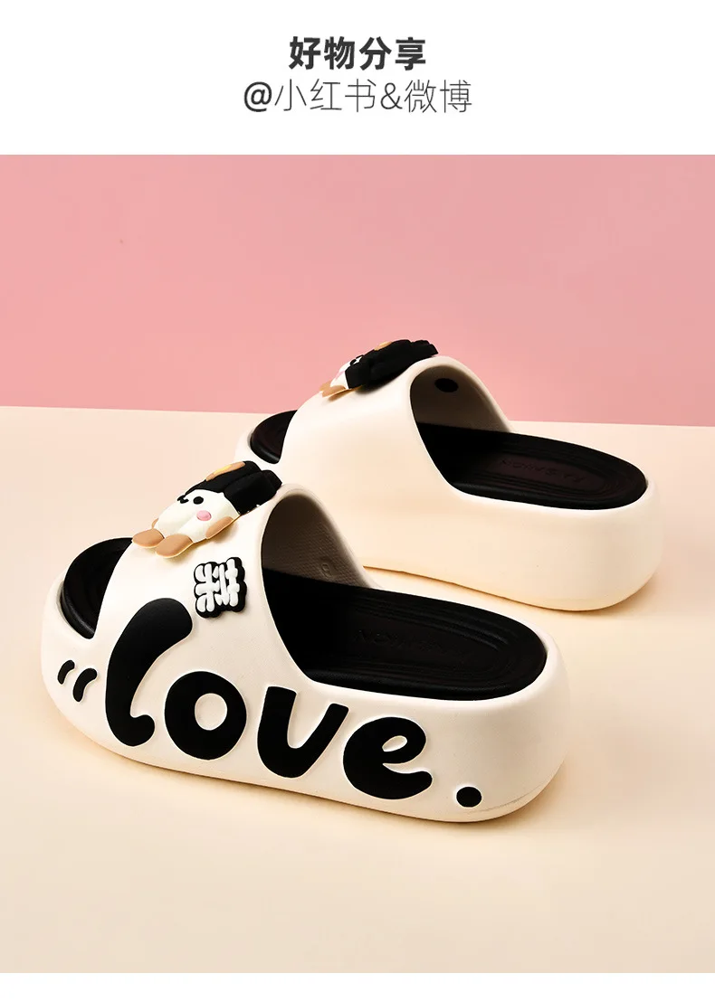 EVA Thick Soled Slippers for Women Cute Cartoon Casual Anti-Slip, Anti-Odor, Cool High-Heeled Slippers Women's Slippers