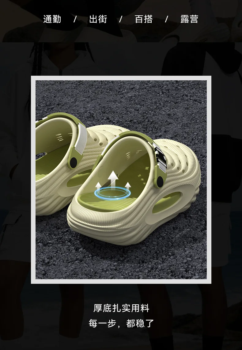 Men's Summer 2026 New Thick Soled Wear Resistant Outdoor Wear Resistant Anti Slip, Odor Proof, Breathable Cool Slippers
