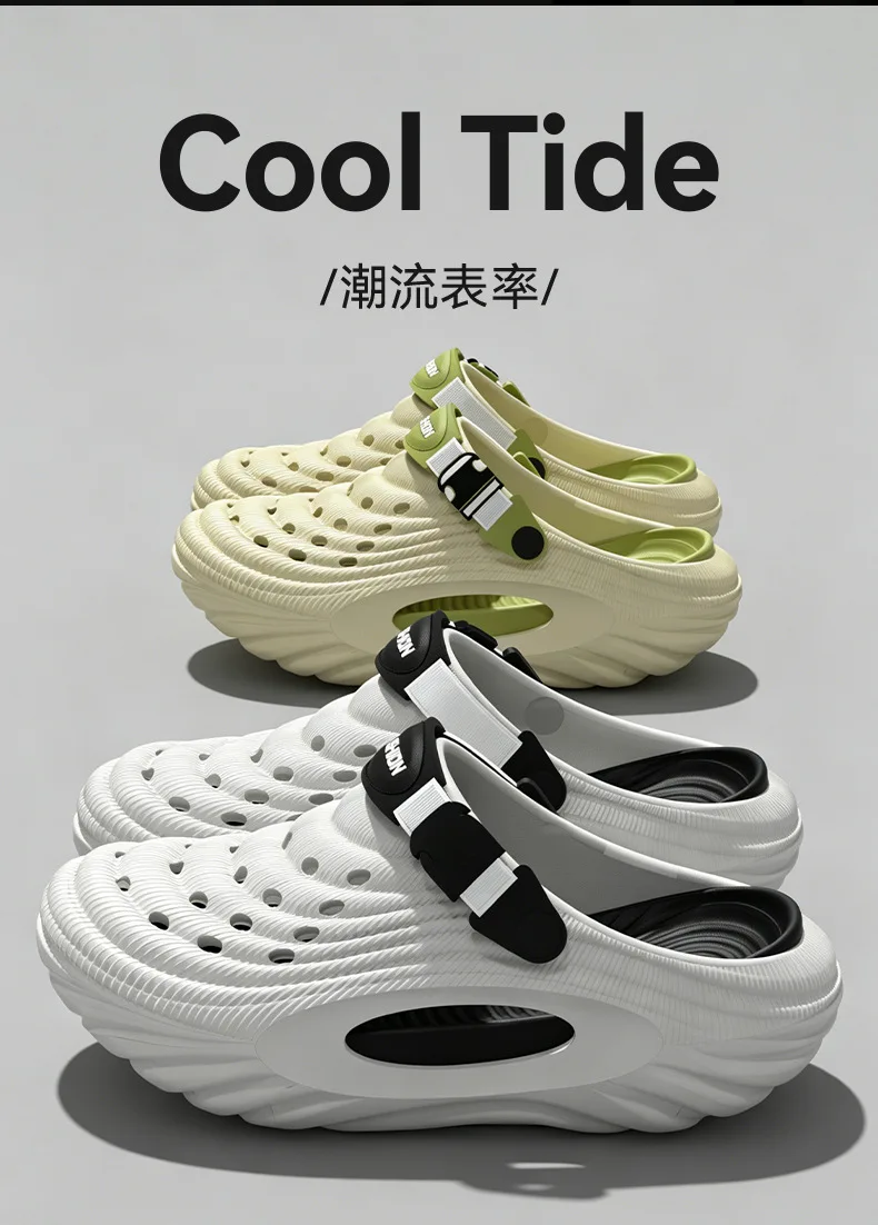 Men's Summer 2026 New Thick Soled Wear Resistant Outdoor Wear Resistant Anti Slip, Odor Proof, Breathable Cool Slippers