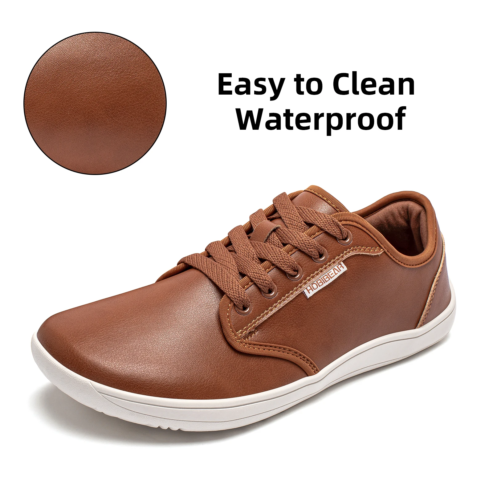 HOBIBEAR Unisex Wide Barefoot Shoes Women Men Zero Drop Minimalist Sneakers Artificial Leather Trail Walking Shoes