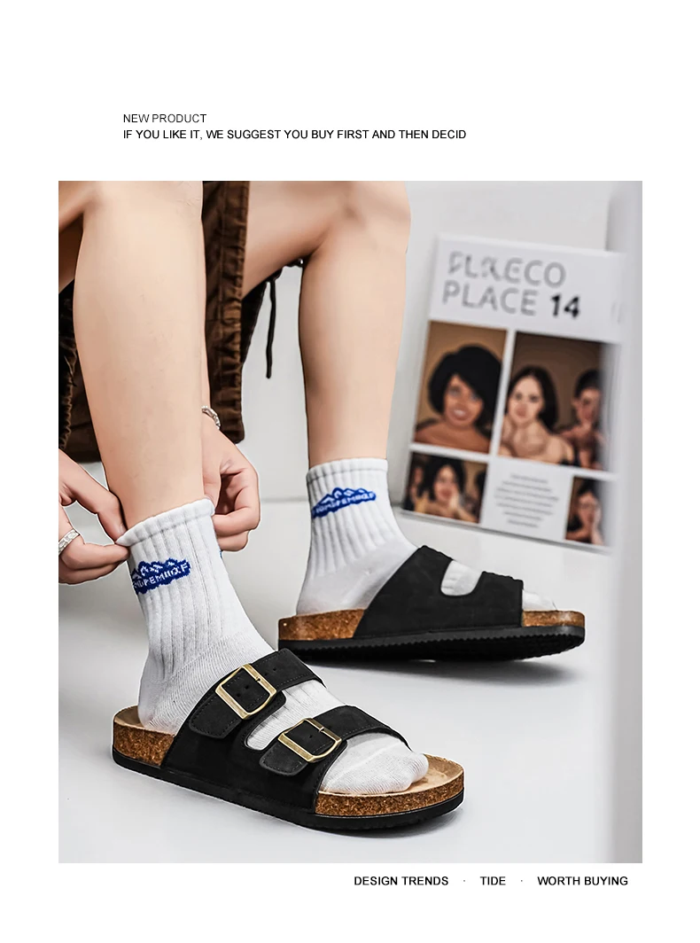 Men's And Women's Large Size Clogs Fashion Outdoor Shoes Classic Cork Suede Slide Sandals with Arch Support Mules Slippers for B