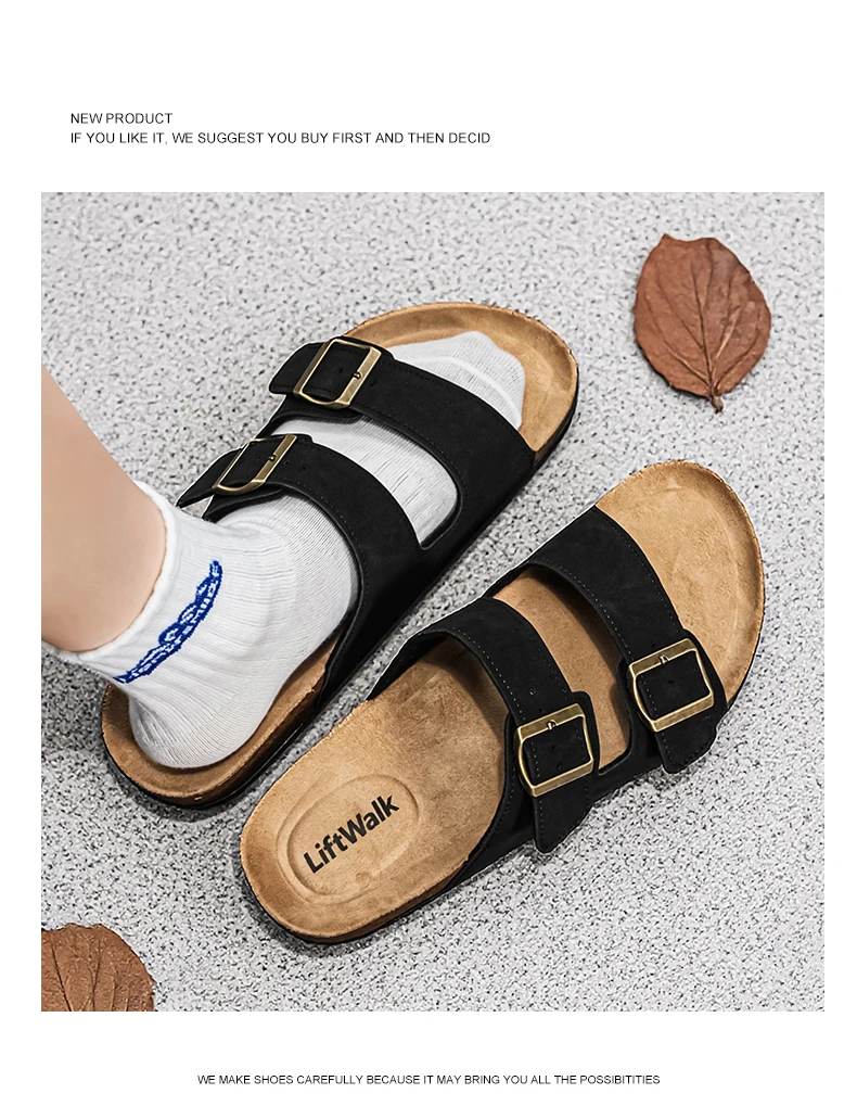 Men's And Women's Large Size Clogs Fashion Outdoor Shoes Classic Cork Suede Slide Sandals with Arch Support Mules Slippers for B