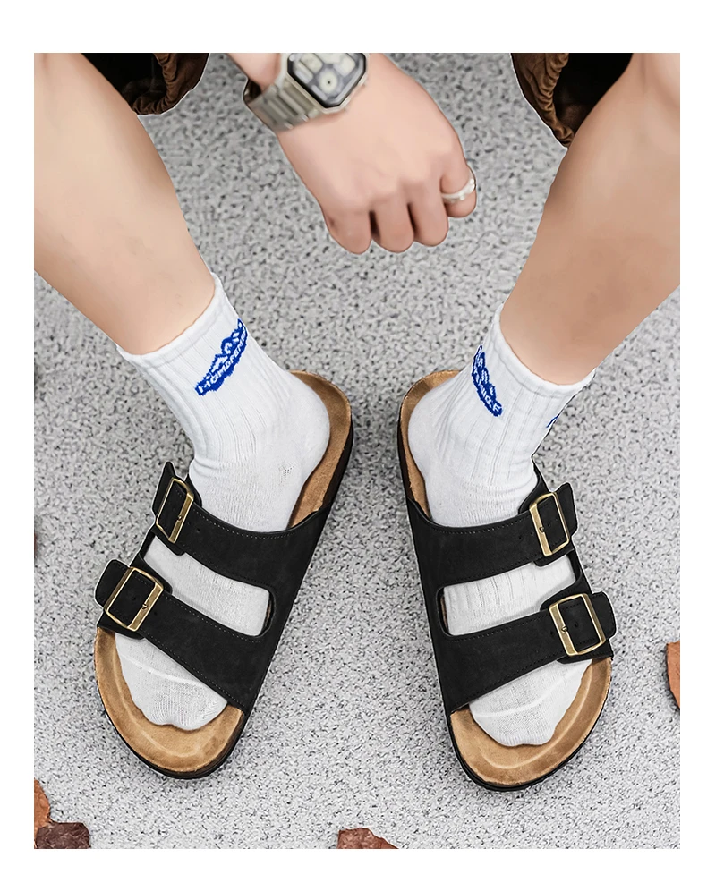 Men's And Women's Large Size Clogs Fashion Outdoor Shoes Classic Cork Suede Slide Sandals with Arch Support Mules Slippers for B