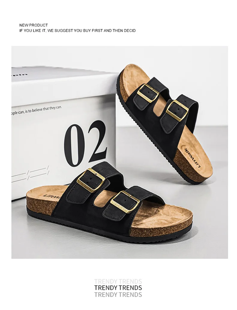 Men's And Women's Large Size Clogs Fashion Outdoor Shoes Classic Cork Suede Slide Sandals with Arch Support Mules Slippers for B