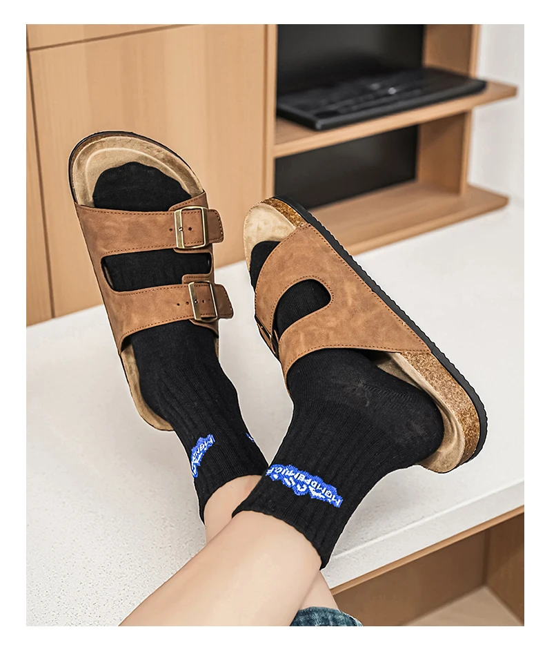 Men's And Women's Large Size Clogs Fashion Outdoor Shoes Classic Cork Suede Slide Sandals with Arch Support Mules Slippers for B
