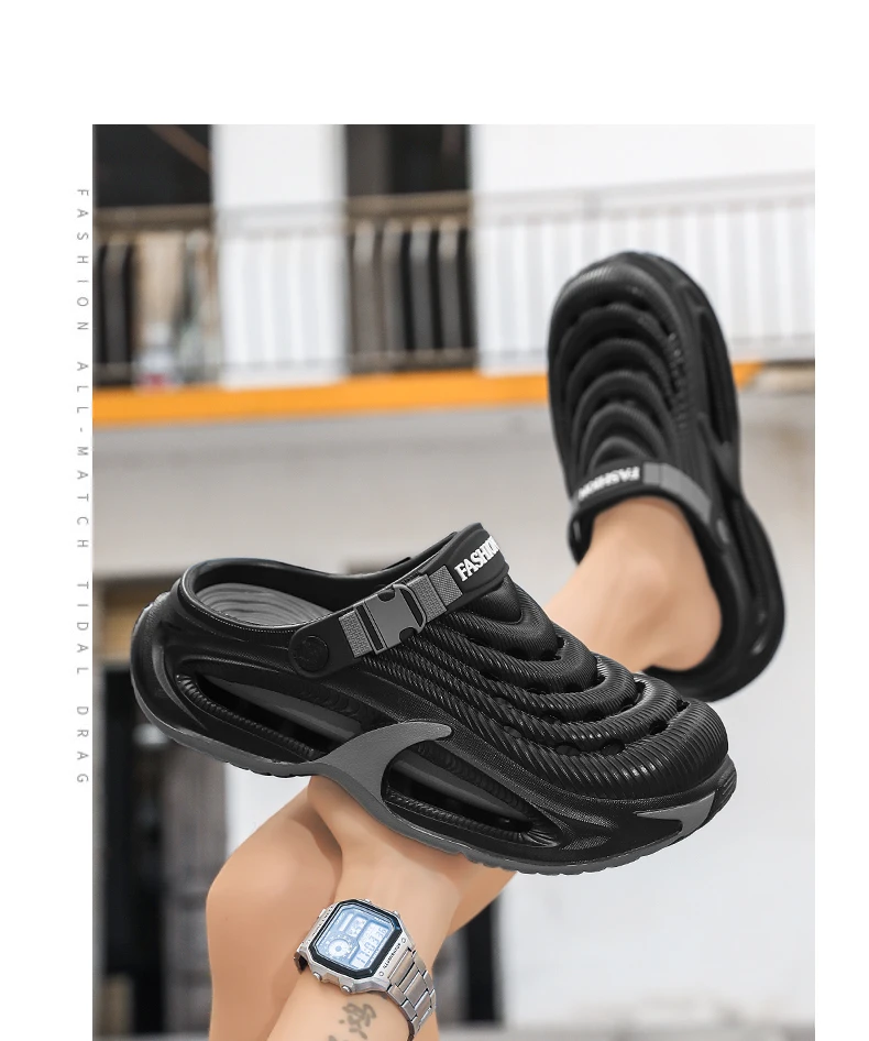 Fashion Sandals Hollow Platform Clogs EVA Cushion Slides Anti-odor Outdoor Beach Slippers Walking Sandals Men Women Size 36-47