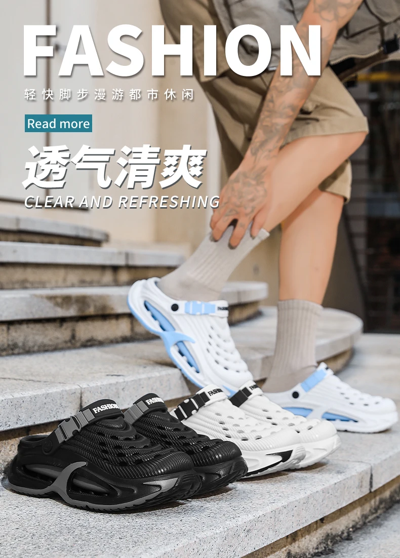 Fashion Sandals Hollow Platform Clogs EVA Cushion Slides Anti-odor Outdoor Beach Slippers Walking Sandals Men Women Size 36-47