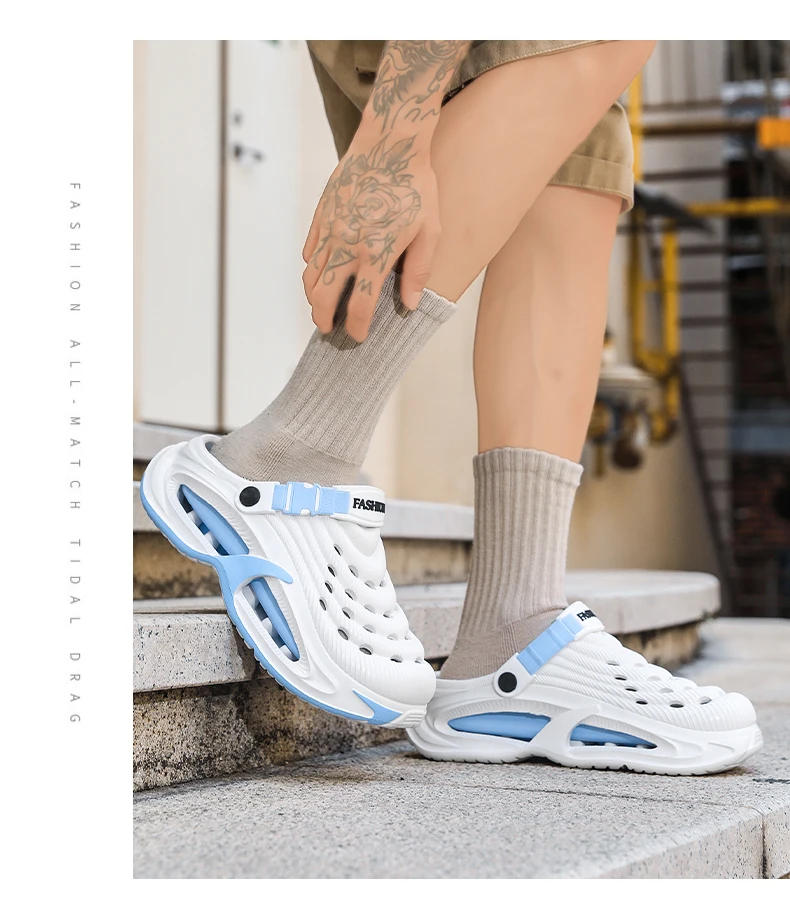 Fashion Sandals Hollow Platform Clogs EVA Cushion Slides Anti-odor Outdoor Beach Slippers Walking Sandals Men Women Size 36-47