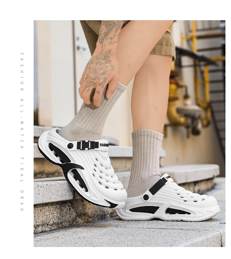 Fashion Sandals Hollow Platform Clogs EVA Cushion Slides Anti-odor Outdoor Beach Slippers Walking Sandals Men Women Size 36-47