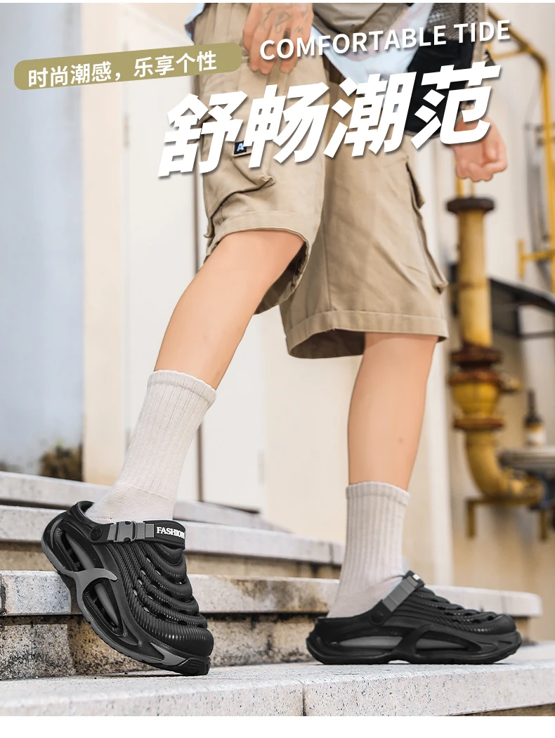Fashion Sandals Hollow Platform Clogs EVA Cushion Slides Anti-odor Outdoor Beach Slippers Walking Sandals Men Women Size 36-47