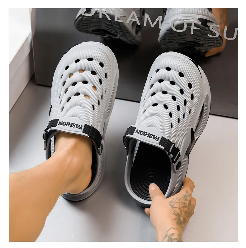 Fashion Sandals Hollow Platform Clogs EVA Cushion Slides Anti-odor Outdoor Beach Slippers Walking Sandals Men Women Size 36-47