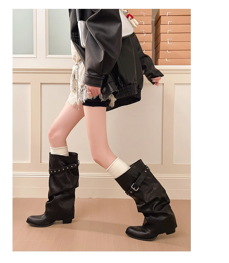 Long Rivet Long Boot - 2026 New Style Round-toe Retro Stylish Long Boot
