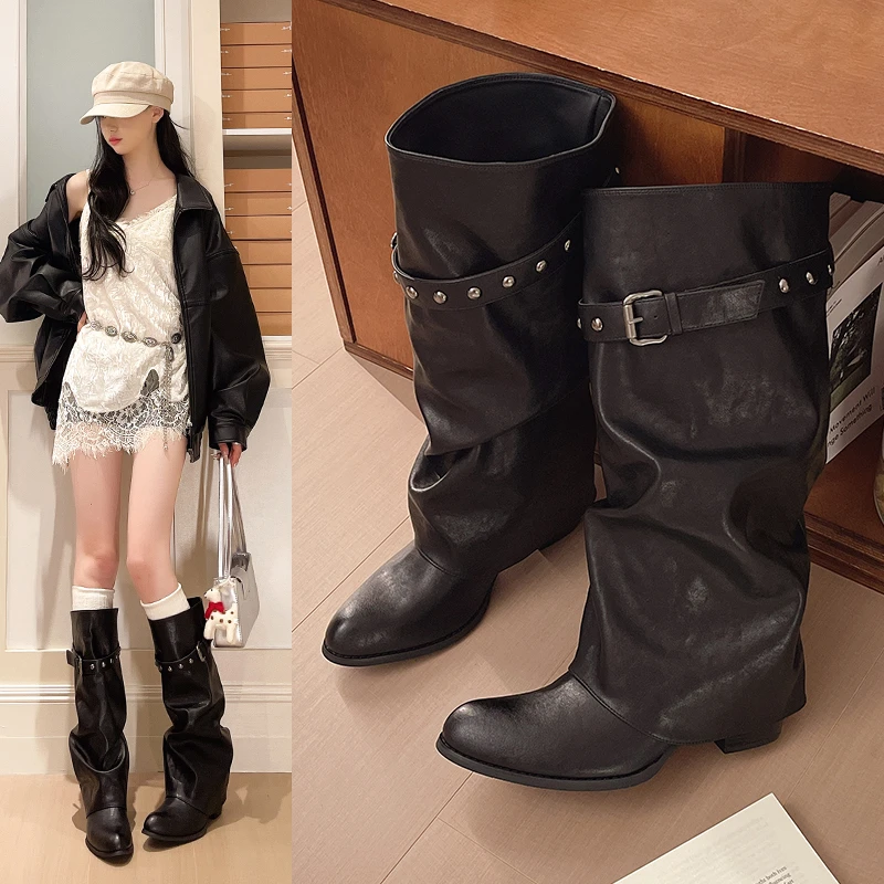 Long Rivet Long Boot - 2026 New Style Round-toe Retro Stylish Long Boot