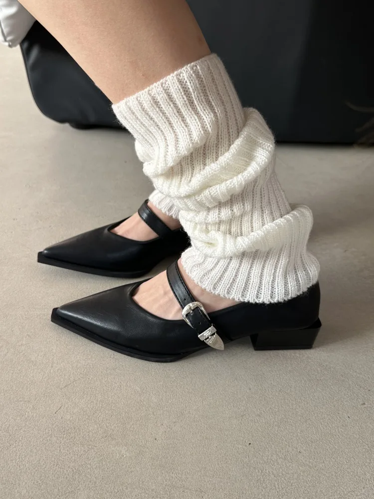 2024 New Mary Jane Shoes Spring Autumn Pointed Toe Low Heel Women Shallow Single Pumps Women Fashion Buckle Shoes