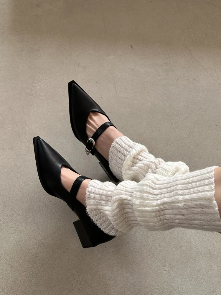 2024 New Mary Jane Shoes Spring Autumn Pointed Toe Low Heel Women Shallow Single Pumps Women Fashion Buckle Shoes