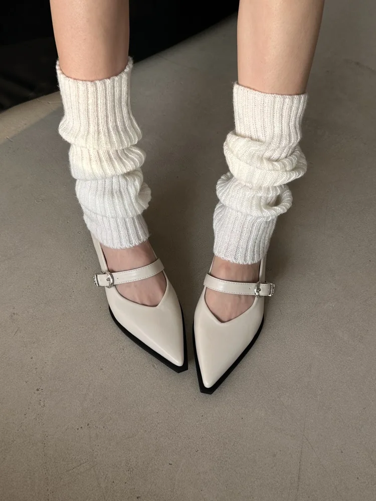 2024 New Mary Jane Shoes Spring Autumn Pointed Toe Low Heel Women Shallow Single Pumps Women Fashion Buckle Shoes