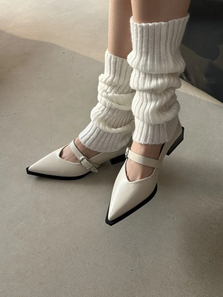 2024 New Mary Jane Shoes Spring Autumn Pointed Toe Low Heel Women Shallow Single Pumps Women Fashion Buckle Shoes