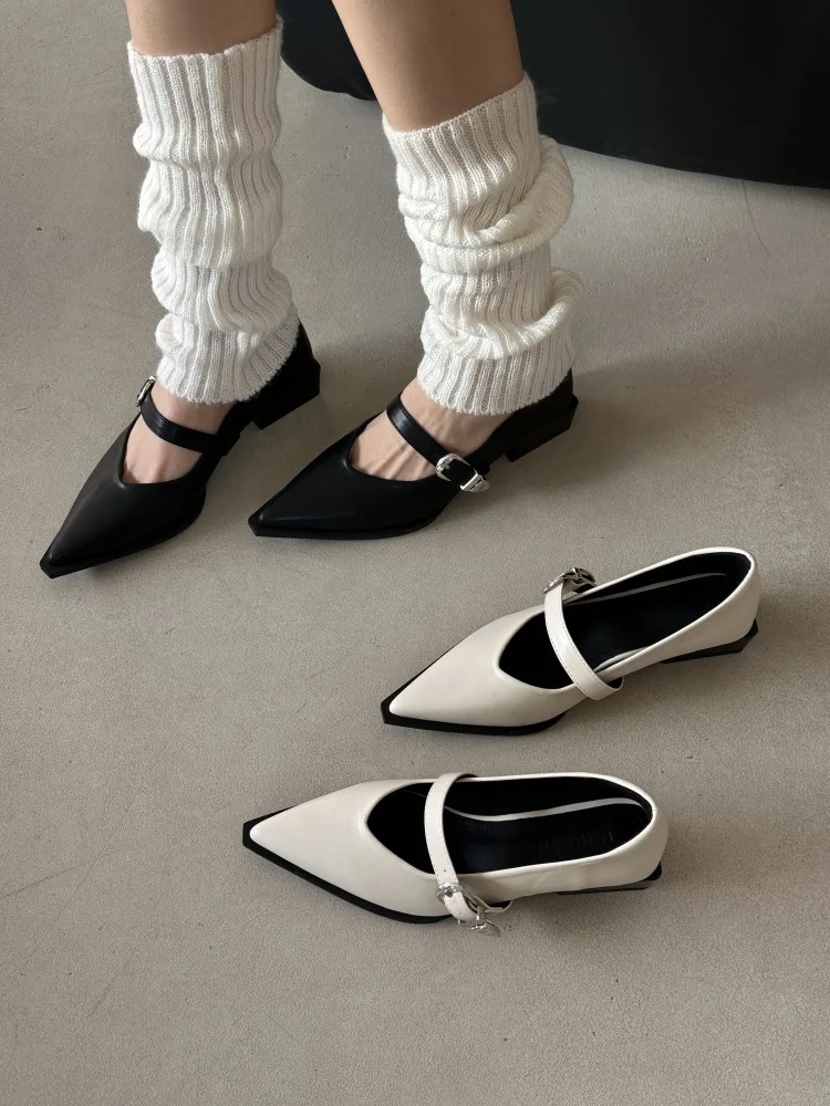 2024 New Mary Jane Shoes Spring Autumn Pointed Toe Low Heel Women Shallow Single Pumps Women Fashion Buckle Shoes