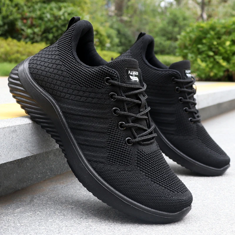 Men's Solid Lace-Up Casual Shoes, Lightweight Outdoor Sneakers Suitable for All-Season Training and Exercise, Lightweight, Breathable, Non-Slip, Ideal for Casual Walking Enthusiasts