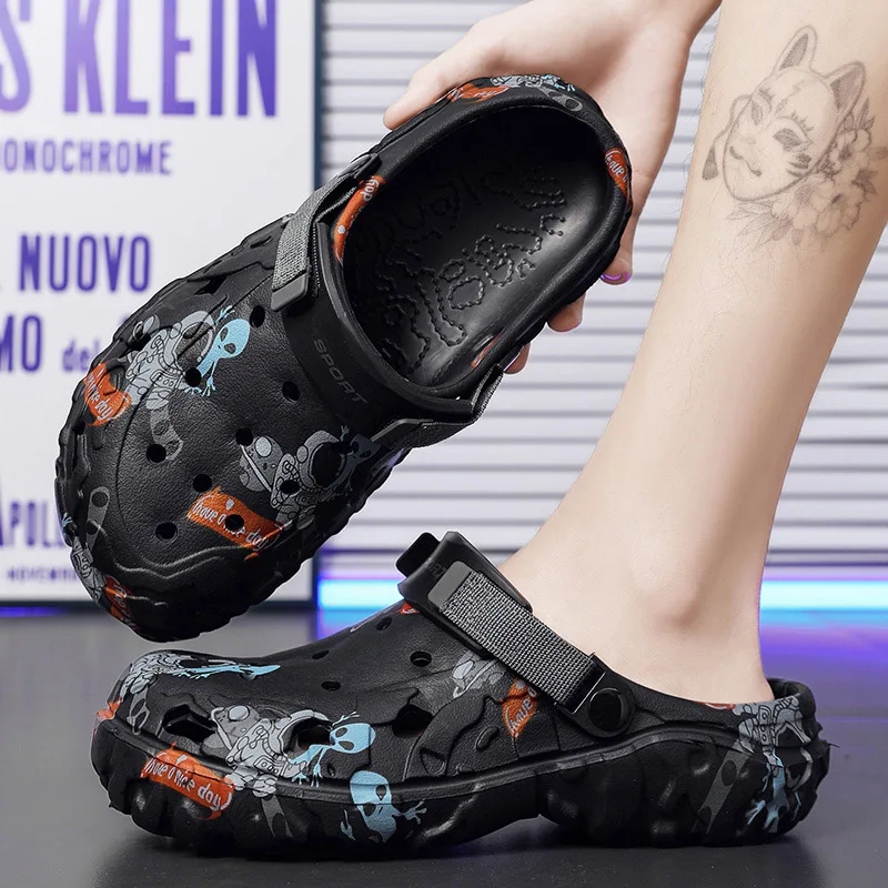 Men Camouflage Clogs Big Size 48 49 50 51 Wide Toe Box Lightweight Quick Dry Non-slip Beach Garden Shoes EVA Slippers
