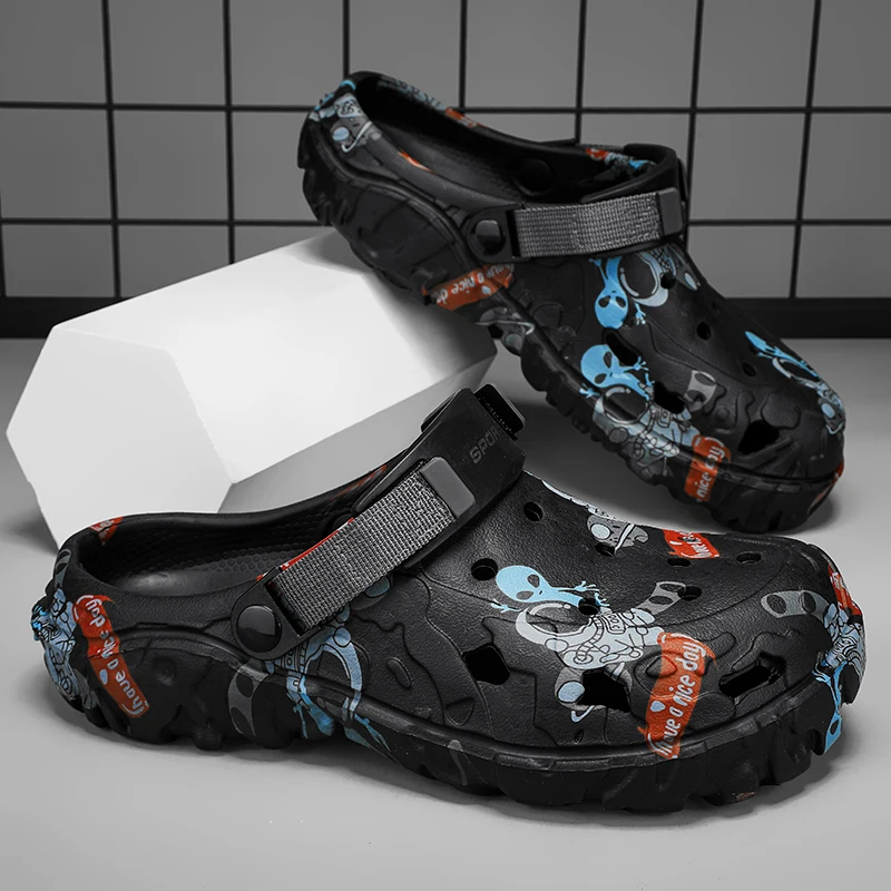 Men Camouflage Clogs Big Size 48 49 50 51 Wide Toe Box Lightweight Quick Dry Non-slip Beach Garden Shoes EVA Slippers