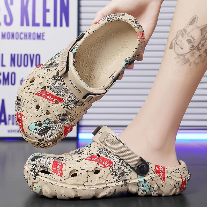 Men Camouflage Clogs Big Size 48 49 50 51 Wide Toe Box Lightweight Quick Dry Non-slip Beach Garden Shoes EVA Slippers