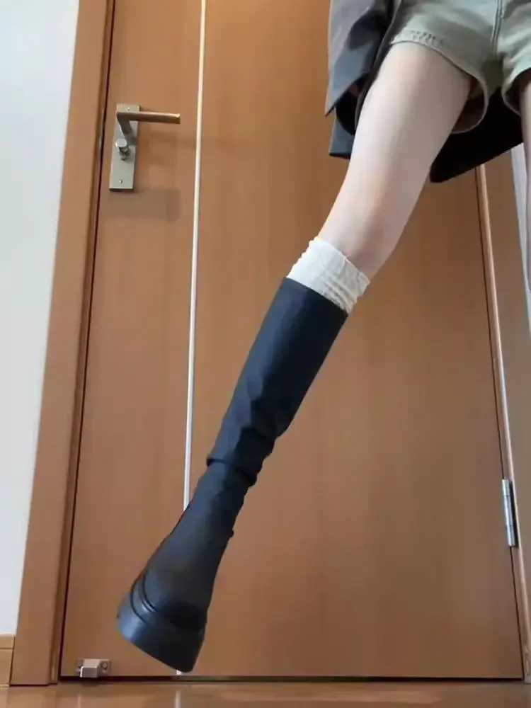 Slim Women Knee High Boots Female Platform Thick Bottom Long Booties Zapatos De Mujer