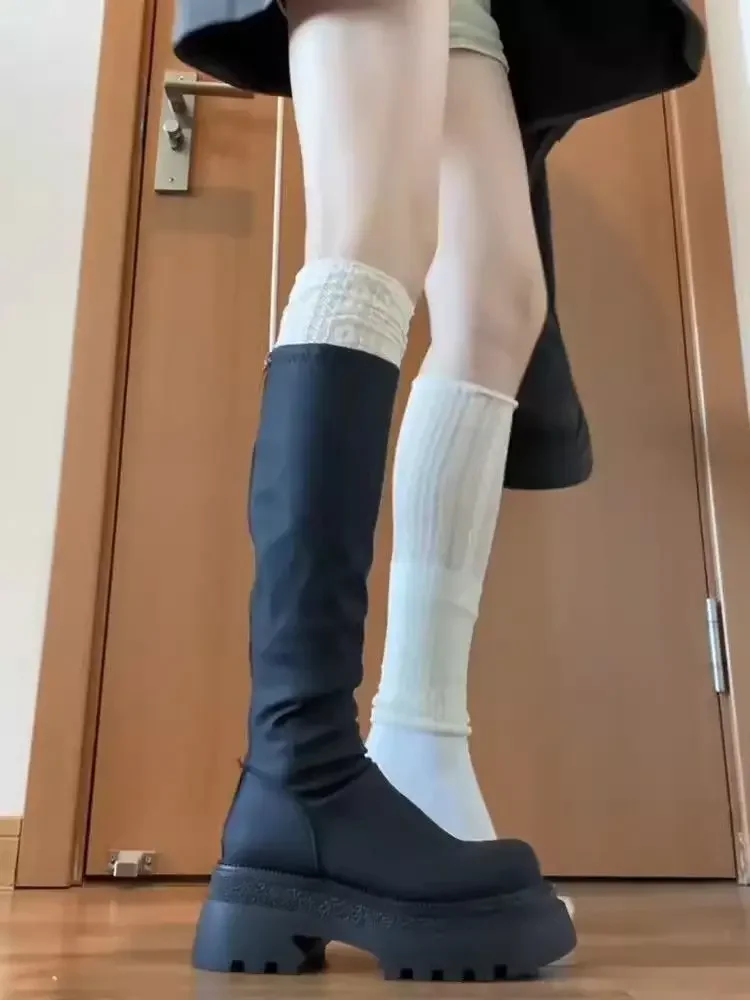 Slim Women Knee High Boots Female Platform Thick Bottom Long Booties Zapatos De Mujer
