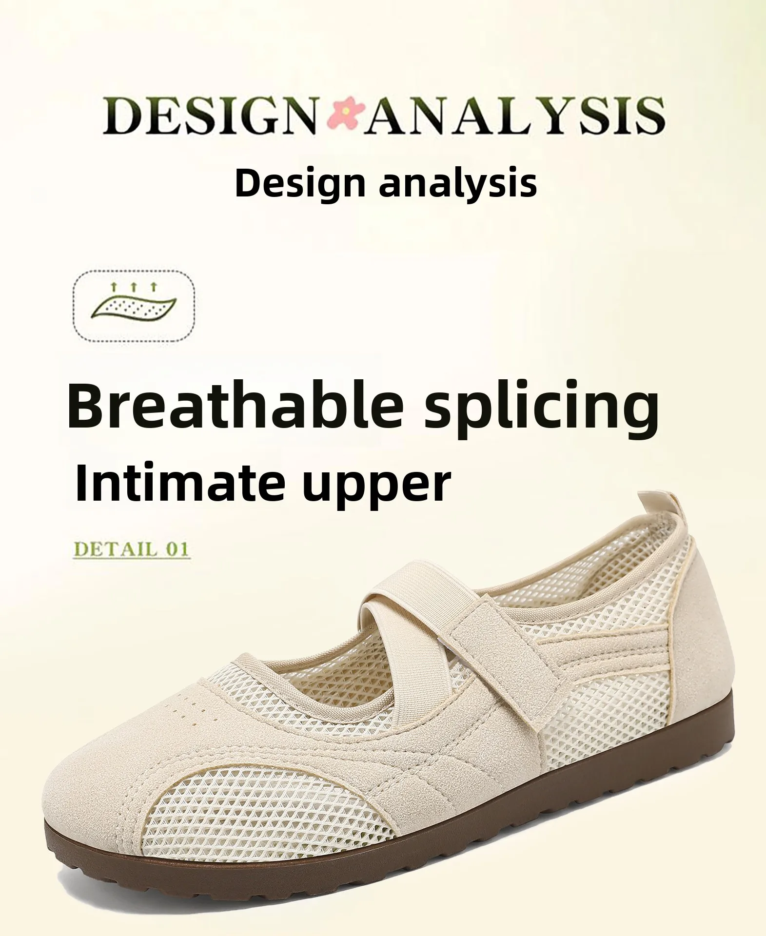 Round Toe Mary Jane Shoes for Women Breathable Mesh Casual Flats Comfortable Non-slip Walking Shoes