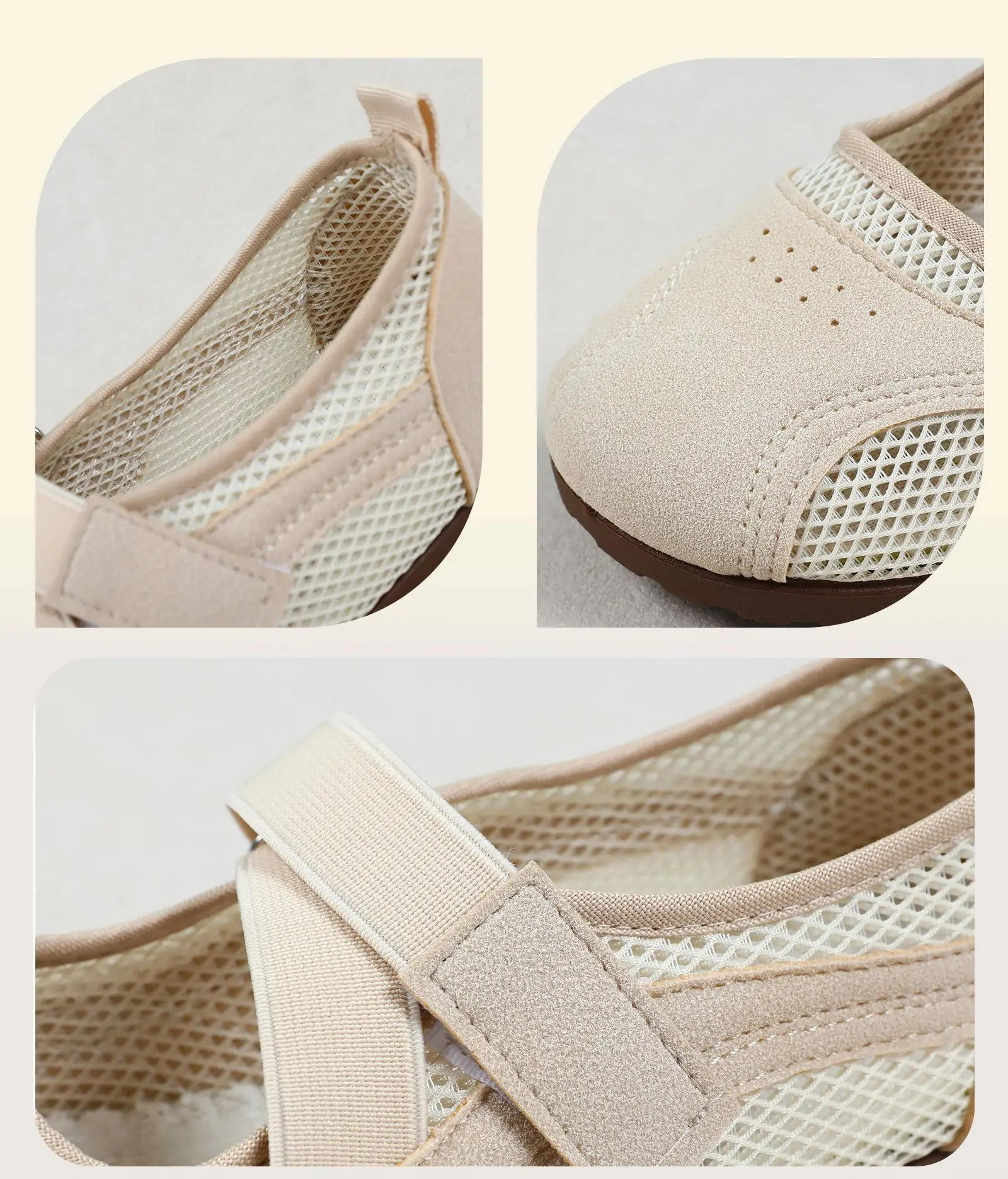 Round Toe Mary Jane Shoes for Women Breathable Mesh Casual Flats Comfortable Non-slip Walking Shoes