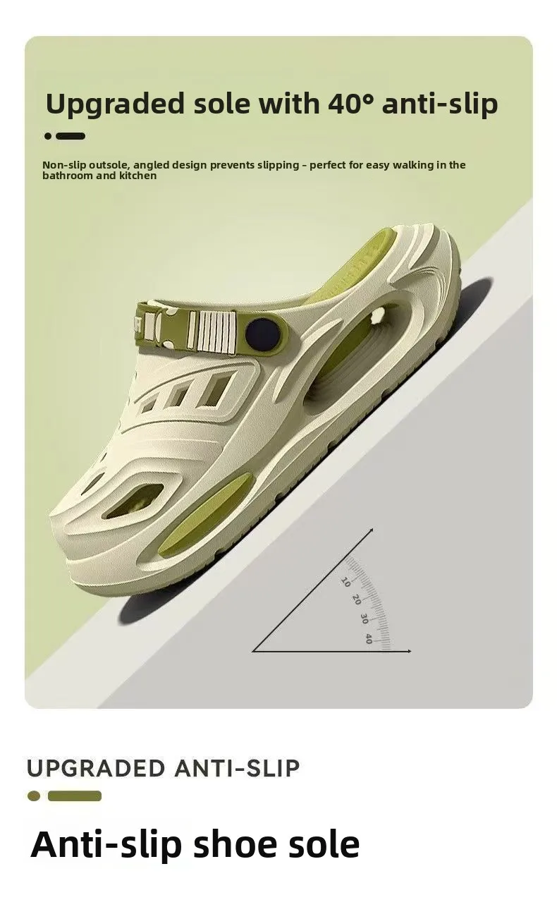 Men's Hole Shoes Are Simple and Versatile, Not Smelly Feet Trendy New EVA Soft-Soled Fashionable Non-Slip Slippers for Home Wear