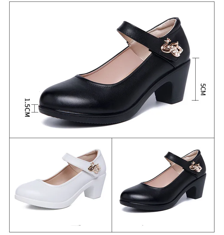 5cm Small Size 32-43 Shallow Crystal White Wedding Shoes Bride Platform Pumps 2026 Med Block Heels Mary Janes Office Mom Party
