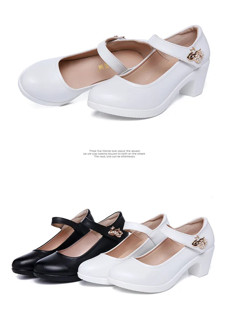 5cm Small Size 32-43 Shallow Crystal White Wedding Shoes Bride Platform Pumps 2026 Med Block Heels Mary Janes Office Mom Party