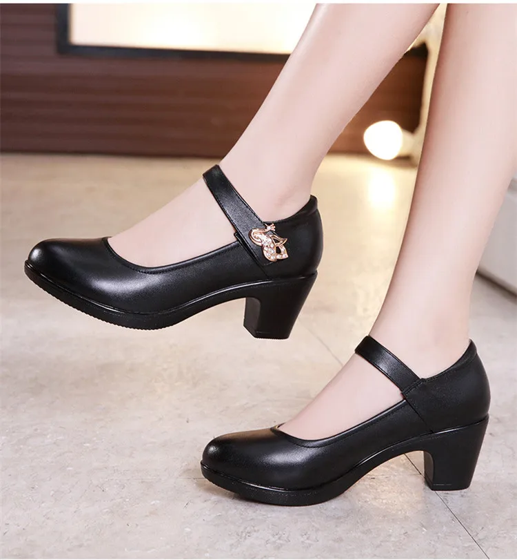 5cm Small Size 32-43 Shallow Crystal White Wedding Shoes Bride Platform Pumps 2026 Med Block Heels Mary Janes Office Mom Party