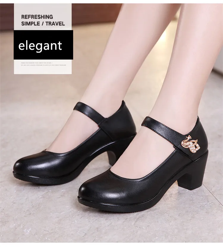 5cm Small Size 32-43 Shallow Crystal White Wedding Shoes Bride Platform Pumps 2026 Med Block Heels Mary Janes Office Mom Party