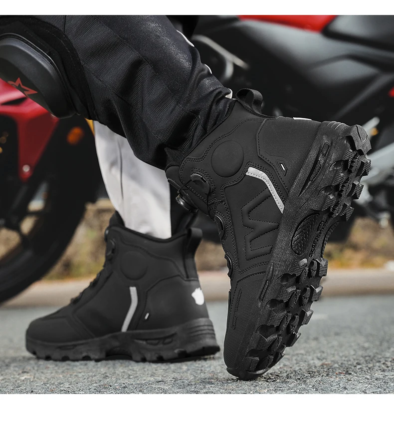 Motorcycle Riding Men Boots Waterproof Motocross Cycling Shoes Off-Road Motorbike Racing Anti-drop Breathable Equipment Soft