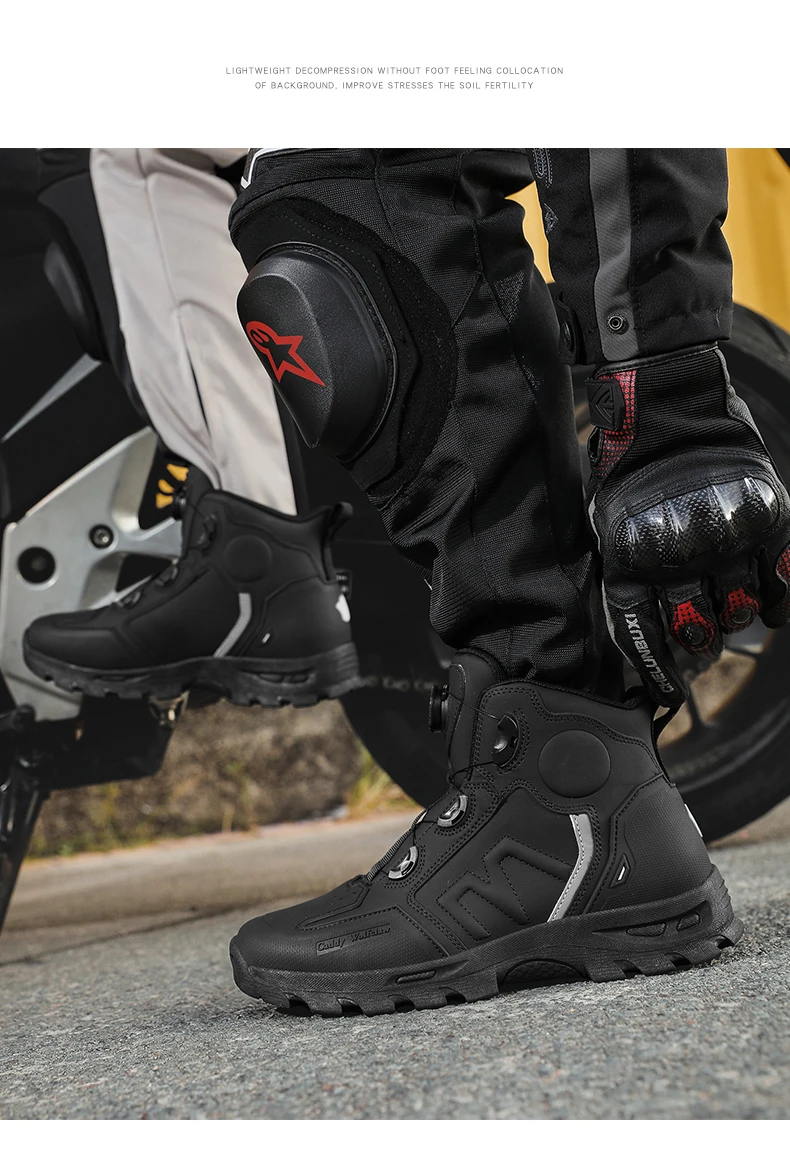 Motorcycle Riding Men Boots Waterproof Motocross Cycling Shoes Off-Road Motorbike Racing Anti-drop Breathable Equipment Soft