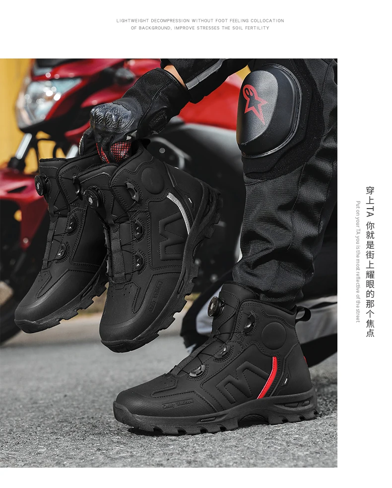 Motorcycle Riding Men Boots Waterproof Motocross Cycling Shoes Off-Road Motorbike Racing Anti-drop Breathable Equipment Soft