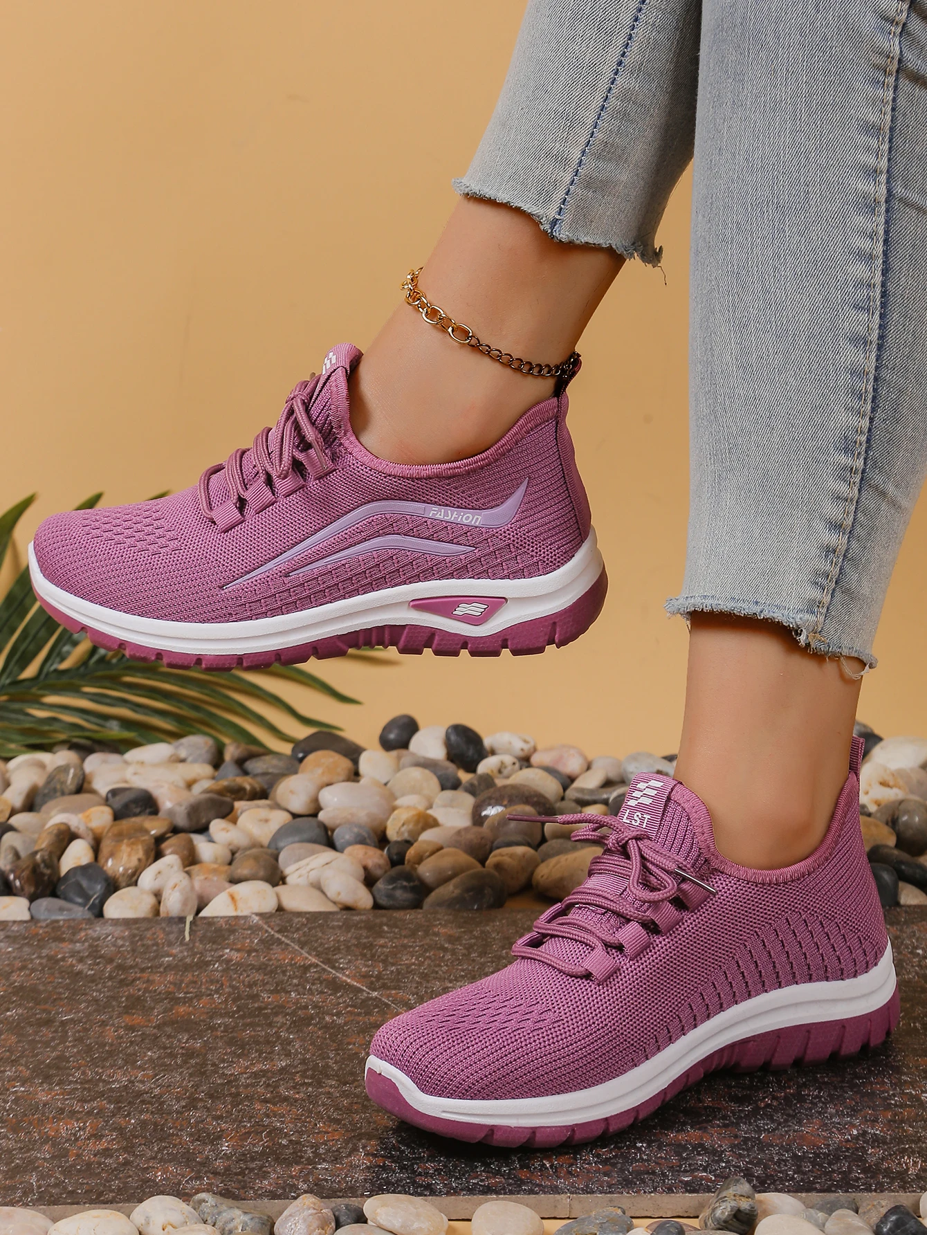 Women's shoes, soft soles, not tired feet,summer sneakers platform shoes, flying weaving, breathable women's sneakers shoes