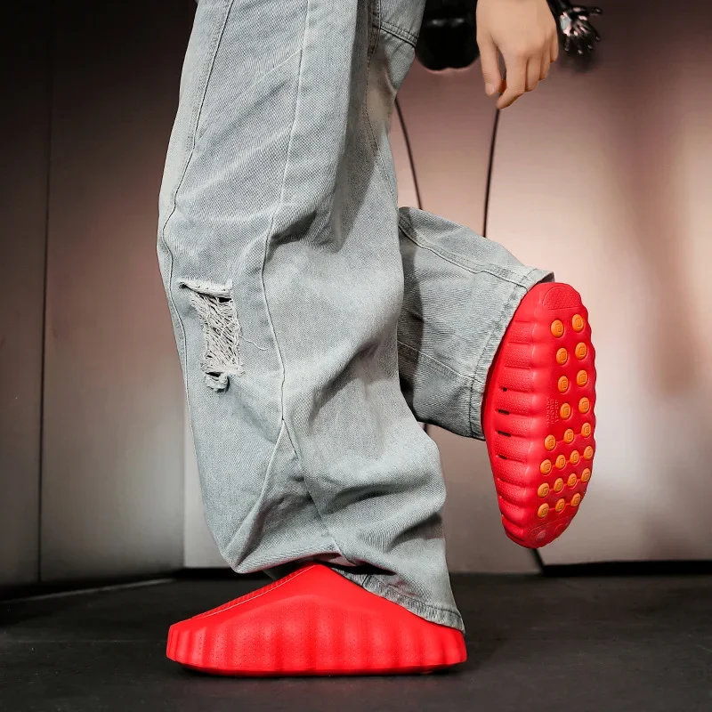 popular cross-border slippers men's and women's baotou hole shoes thick-soled eva stepping on shit massage recovery coolslippers