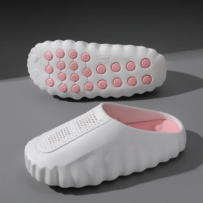 popular cross-border slippers men's and women's baotou hole shoes thick-soled eva stepping on shit massage recovery coolslippers