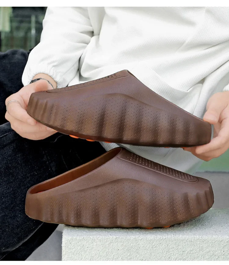 popular cross-border slippers men's and women's baotou hole shoes thick-soled eva stepping on shit massage recovery coolslippers