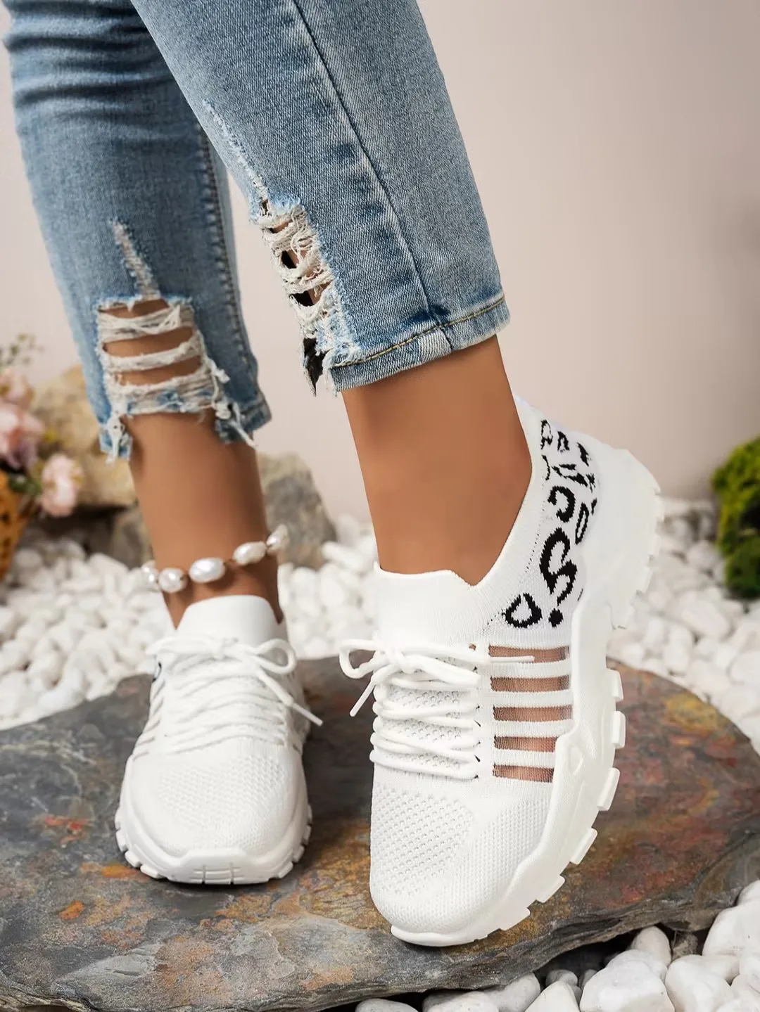 Woman Shoes Leopard Print Sneakers Lightweight and Breathable Women's Casual Sneakers Sale Shoes with Free Shipping