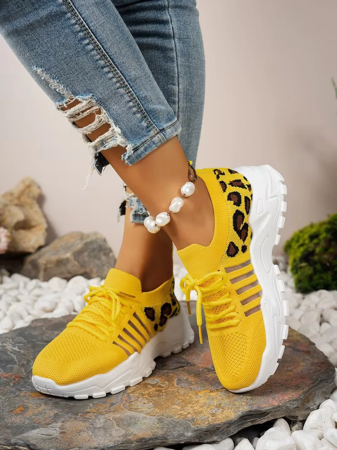 Woman Shoes Leopard Print Sneakers Lightweight and Breathable Women's Casual Sneakers Sale Shoes with Free Shipping