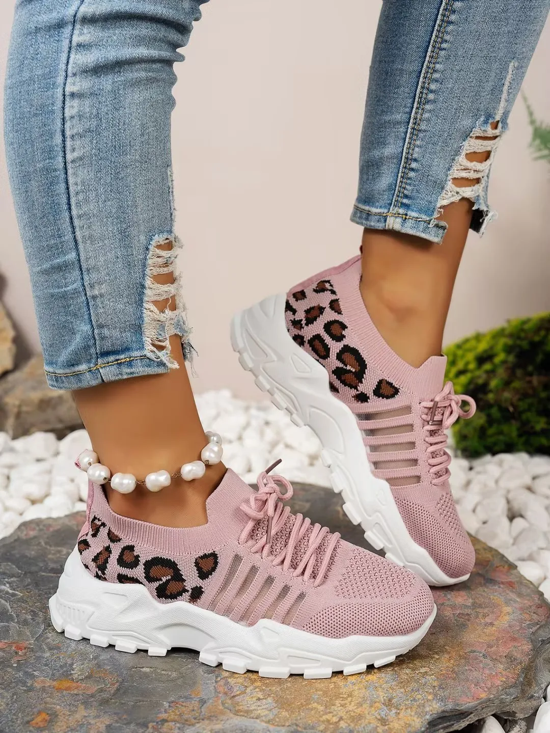 Woman Shoes Leopard Print Sneakers Lightweight and Breathable Women's Casual Sneakers Sale Shoes with Free Shipping