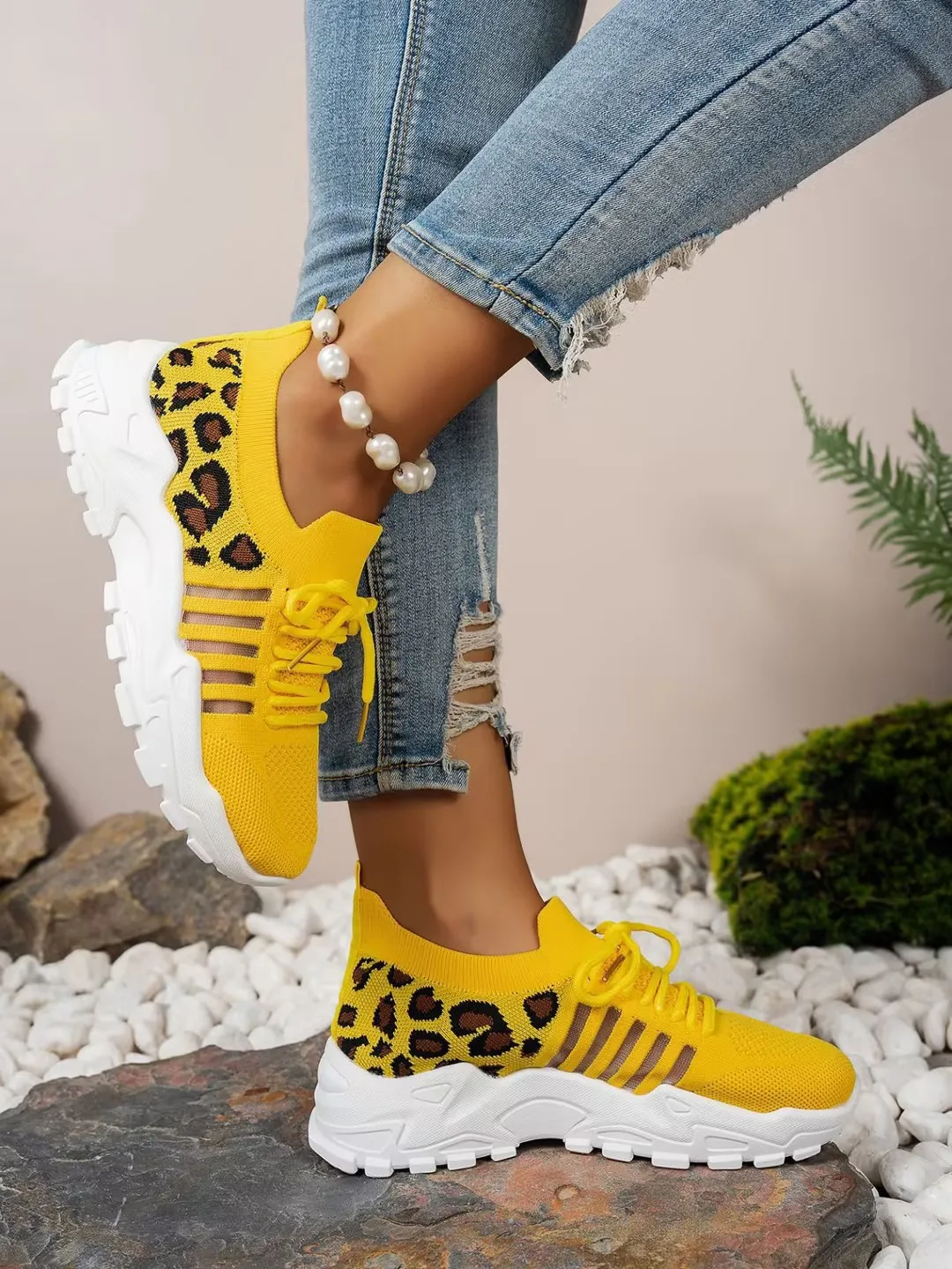 Woman Shoes Leopard Print Sneakers Lightweight and Breathable Women's Casual Sneakers Sale Shoes with Free Shipping