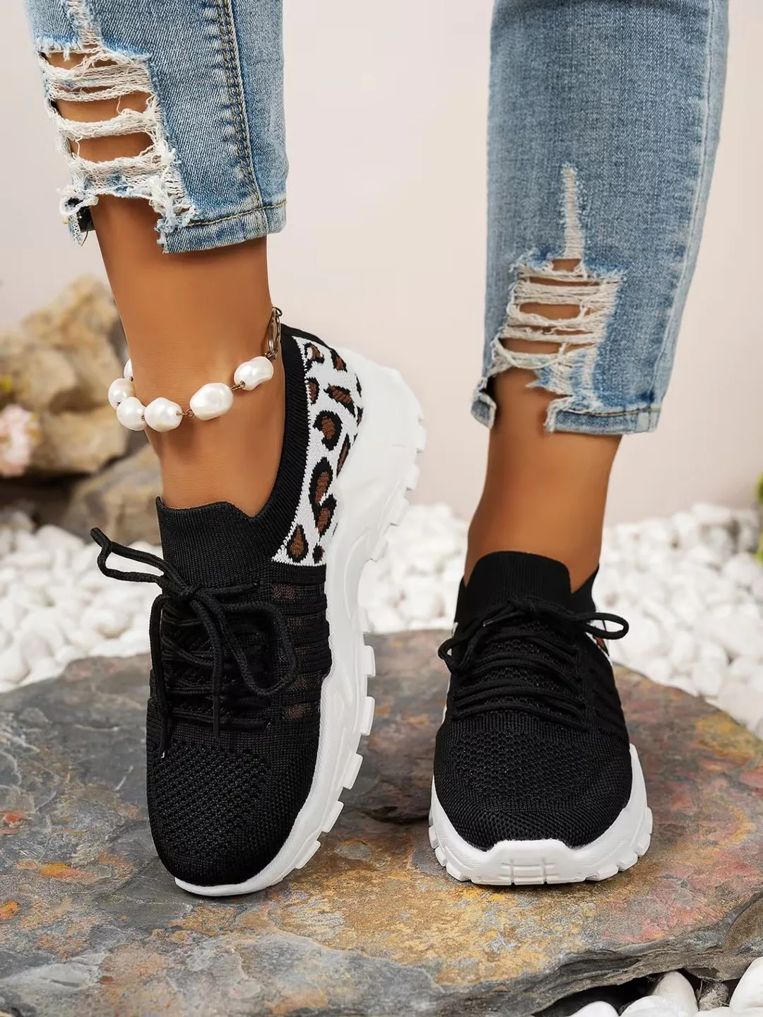 Woman Shoes Leopard Print Sneakers Lightweight and Breathable Women's Casual Sneakers Sale Shoes with Free Shipping