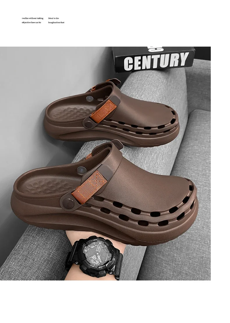 Quick-Dry EVA Solid Color Mens Sandals Fashion Trendy Lightweight Outdoor Travel Essentials Beach Shoes Casual Men’s Slippers