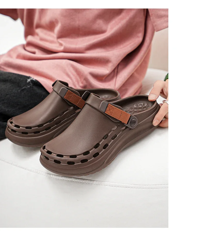 Quick-Dry EVA Solid Color Mens Sandals Fashion Trendy Lightweight Outdoor Travel Essentials Beach Shoes Casual Men’s Slippers