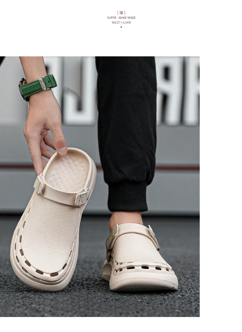 Quick-Dry EVA Solid Color Mens Sandals Fashion Trendy Lightweight Outdoor Travel Essentials Beach Shoes Casual Men’s Slippers